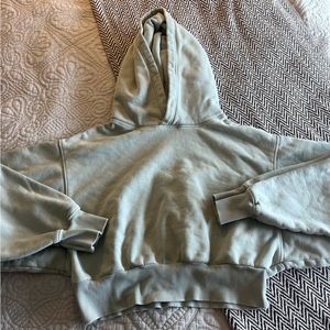 Aritzia Cozy AF Fleece cropped sweatshirt. Color is a neutral mint. Size small